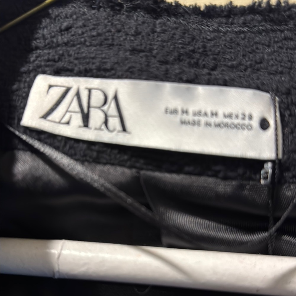 Zara Black Tailored Blazer with Textured Tweed - Picture 5 of 7